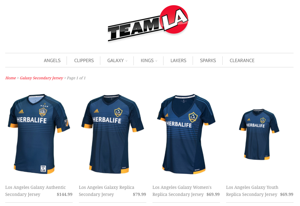 LA Galaxy Soccer Jersey for Youth, Women, or Men