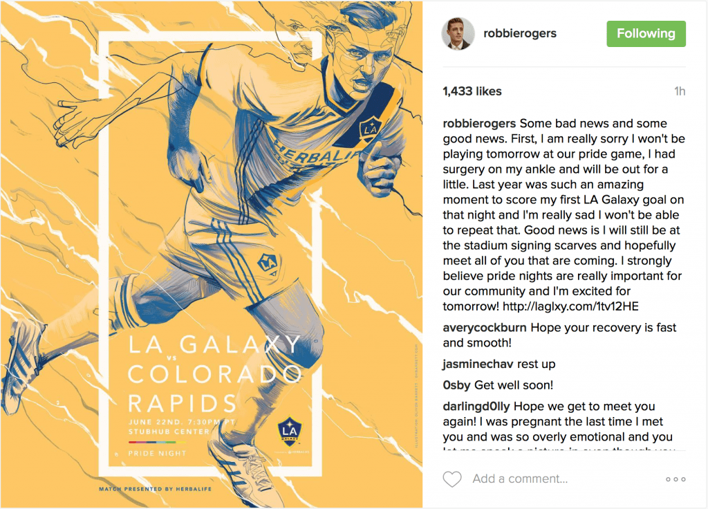 Screen Cap from Robbie Rogers Instagram account.