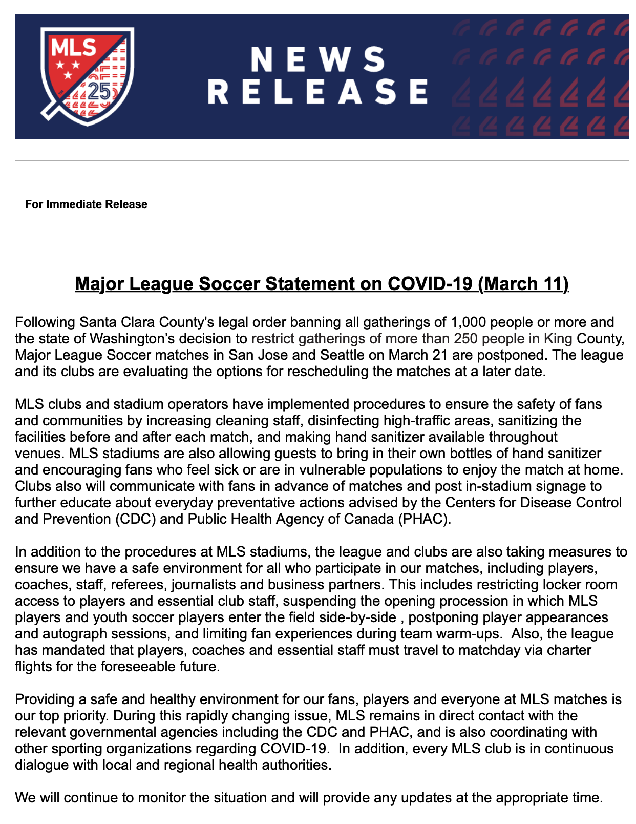 Major League Soccer Club PR Contacts