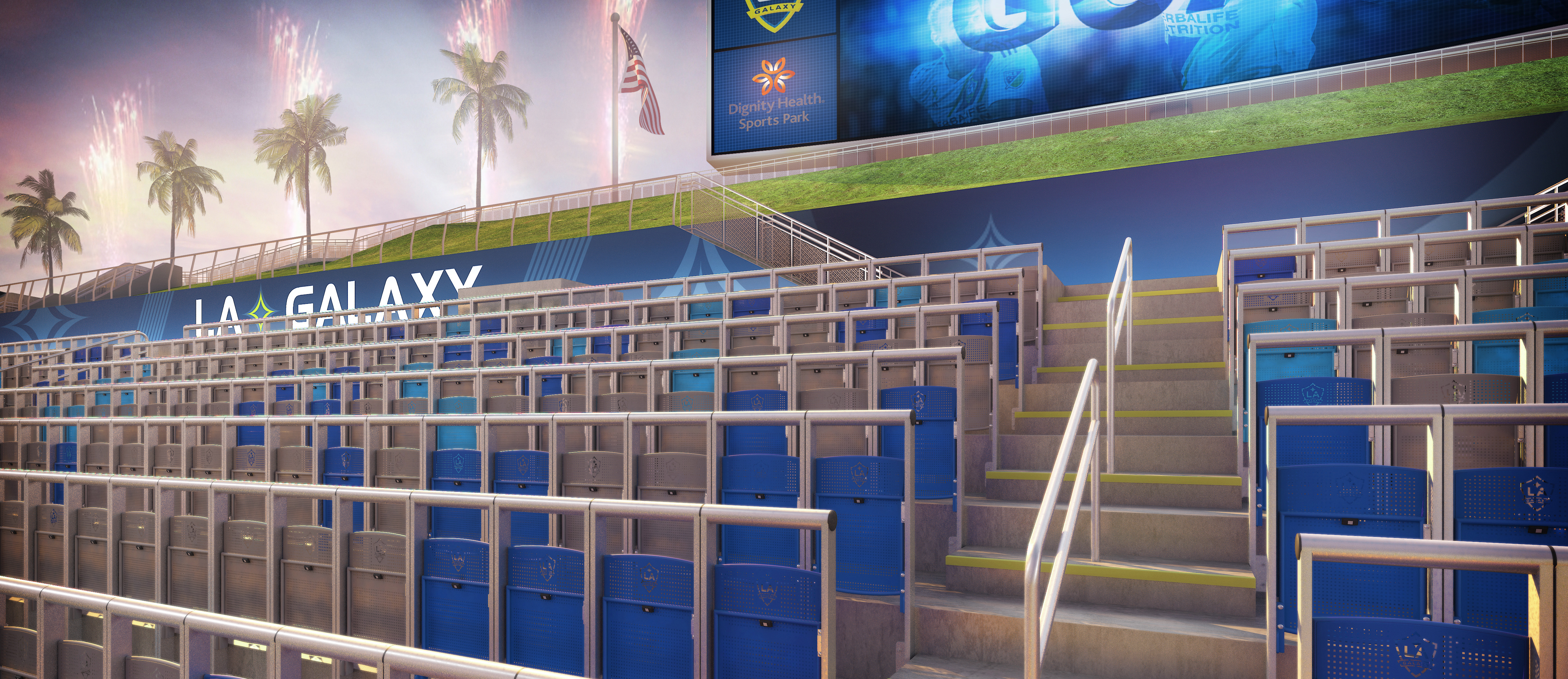 New safe-standing sections will be installed at Dignity Health Sports Park for the 2020 MLS Season - Rendering courtesy of the LA Galaxy