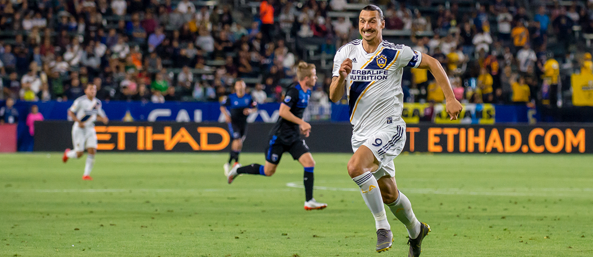 Zlatan Ibrahimovic plays for the LA Galaxy in a 3-1 loss to the San Jose Earthquakes on July 12, 2019 - Photo by Steve Carrillo