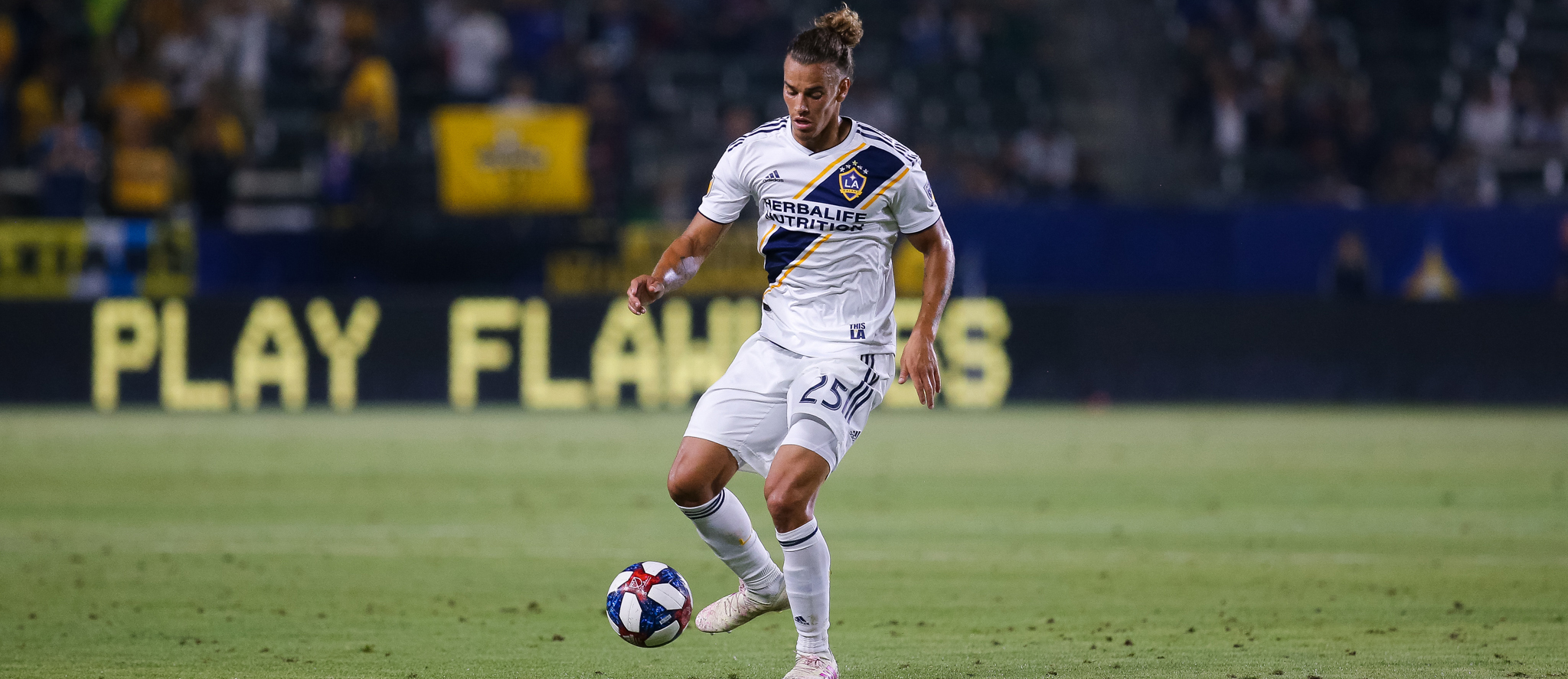 Title Image - Rolf Feltscher plays for the LA Galaxy in August of 2019 - Photo by Steve Carrillo